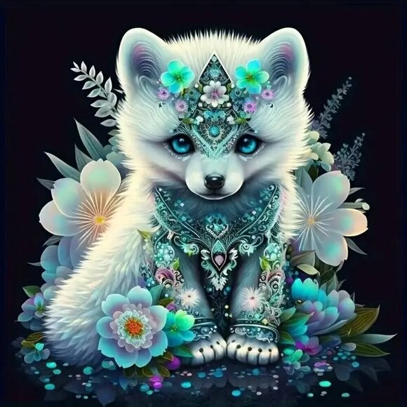 DIY White Fox 5D Diamond Painting Kit Wall Art (7.87"X7.87") - Picture 1 of 5
